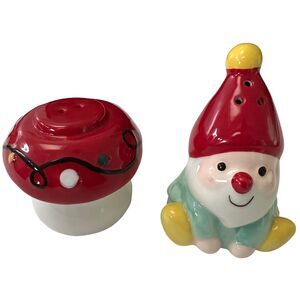 St. Nicholas Square Ceramic Gnome & Mushroom Salt & Pepper Shakers